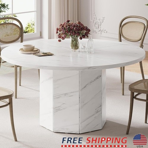 Round dining table faux marble - table,