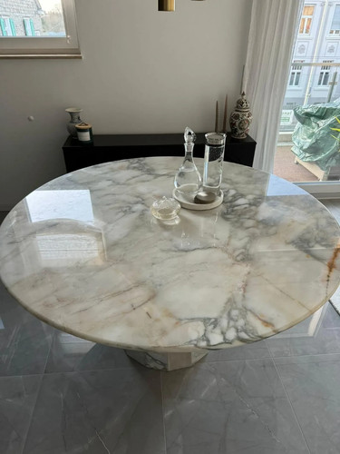 Calacatta marble round coffee - calacatta,