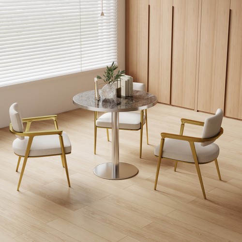Modern round dining table - modern, faux